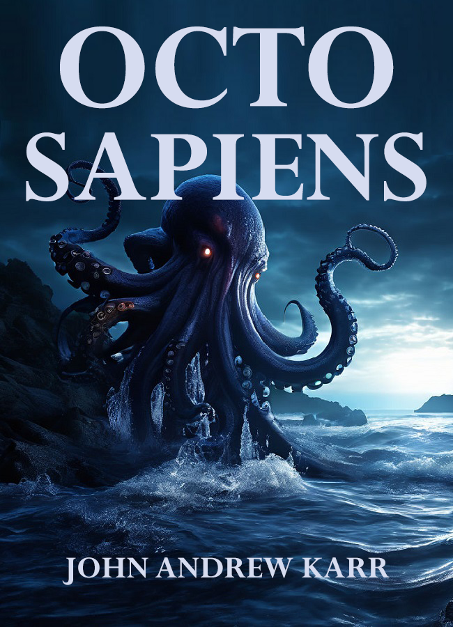 octo sapiens cover art, science fiction, monster, thriller